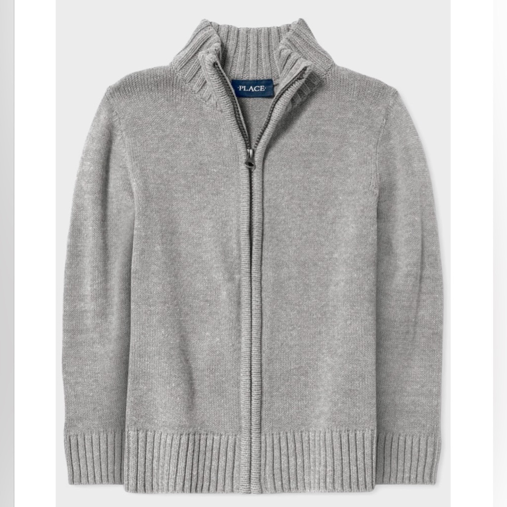 Boys size 4 zip up grey cardigan sweater